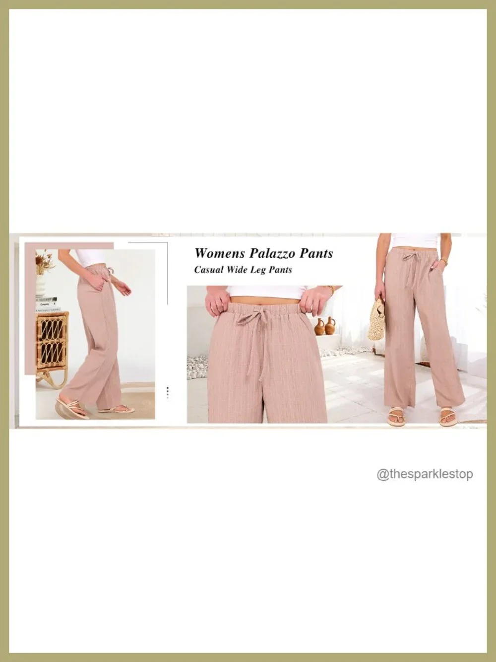 Wide Leg Palazzo Pants with Pockets, Lightweight Casual Lounge Trousers